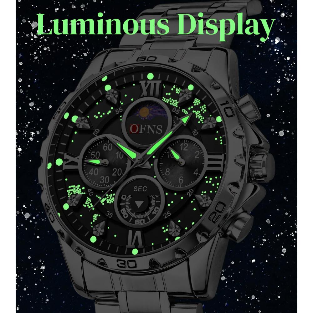 Luxury Watches For Men Chronograph Stainless Steel Man Wristwatch Waterproof Luminous Sport Military Men's Quartz Watch