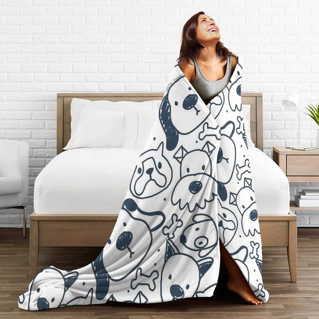 Retro Vintage Art Cute Dogs Blankets Soft Warm Street Trend Plush Throw Blanket For Couch Chair Flannel Bedspread Bed Cover