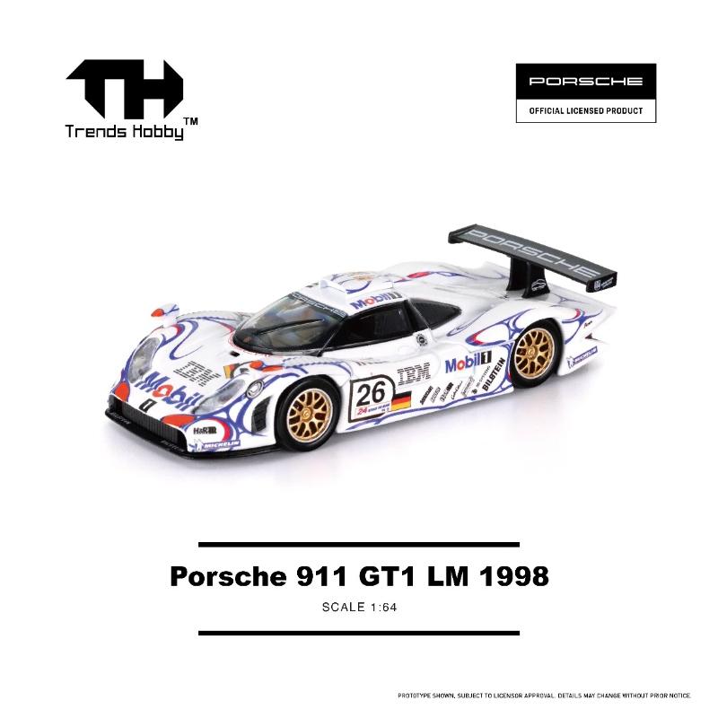 Trends Hobby TH 1:64 Porsche 911 GT1 LM 1998 Alloy Car Model Exhibition Limited