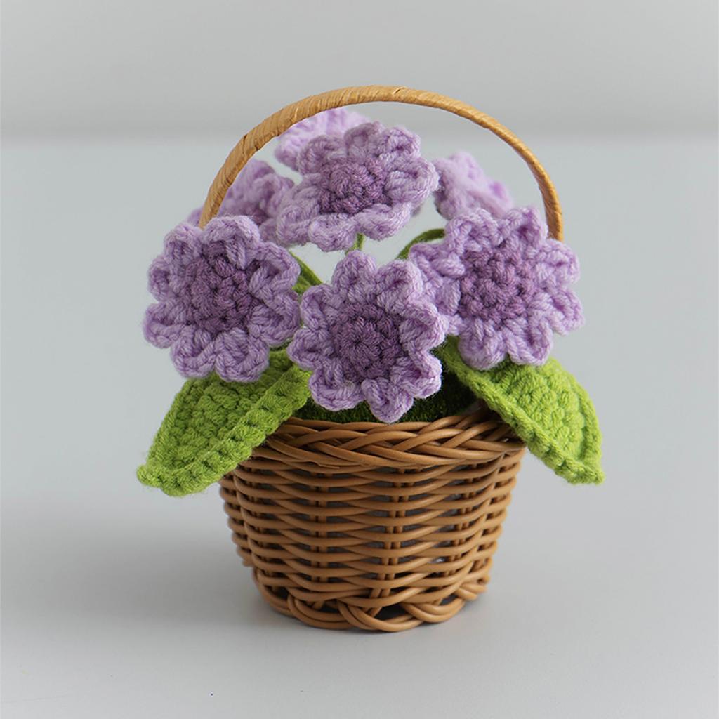 Crocheted Sunflower Basket Hand-knitted Simulated Sunflower Potted Ornaments Holiday Gifts