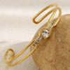Dainty Adjustable Opening Bangle With Shimmering Zircon Accents Waterproof Wrist Jewelry With Rhinestones