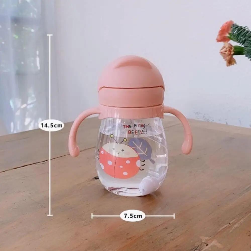 Lovely Kids Water Bottle 300ml Kindergarten Children Water Cup With Gravity Ball Baby Portable With Straw Anti-choking Cute Cup