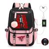 Trend Printing Student Casual Schoolbag Contrasting Color Neutral USB Backpack