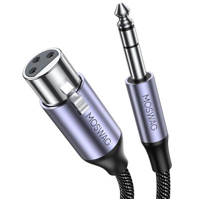 MOSWAG Male Cable Female Cable Compatible with CD Electronic Guitar 6.35mm TRS-XLR 6.6ft, 6.35male-XLR Karaoke, Player, Piano, Speaker, Amplifier,
