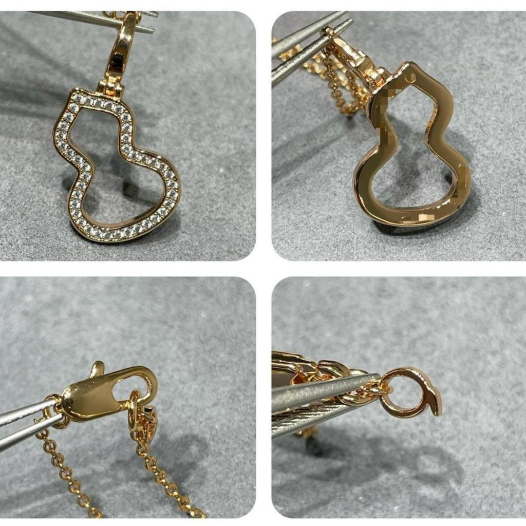 High Version V Jinqijia Diamond-encrusted Hollow Gourd Collarbone Necklace Female Straight