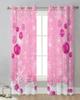 Winter Pink Christmas Ball Snowflake Sheer Curtains for Living Room Decoration Window Curtains Kitchen Tulle Voile Curtains