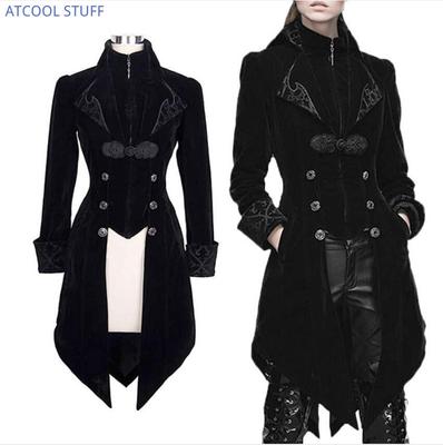 Nový stredoveký retro smokingový kabát strednej dĺžky punkový pánsky kabát Halloween Cosplay upírsky princ Pánsky plesový oblek