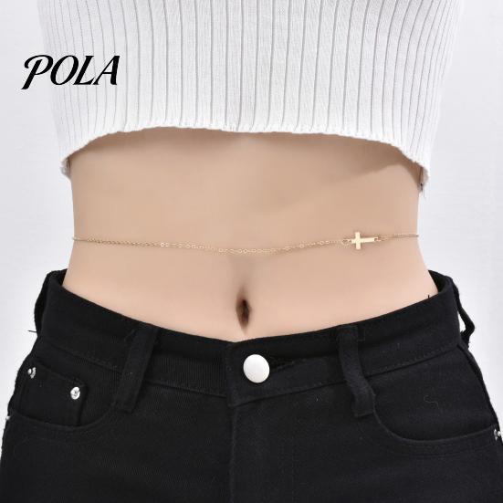 Duurzame Oefen Tailleketting Kruis Metalen Ketting, Eenvoudige Stijl Verstelbaar Lichtgewicht Gouden Lichaamssieraad, voor Vrouwen Strand Bikini's En Nachtclub Outfits
