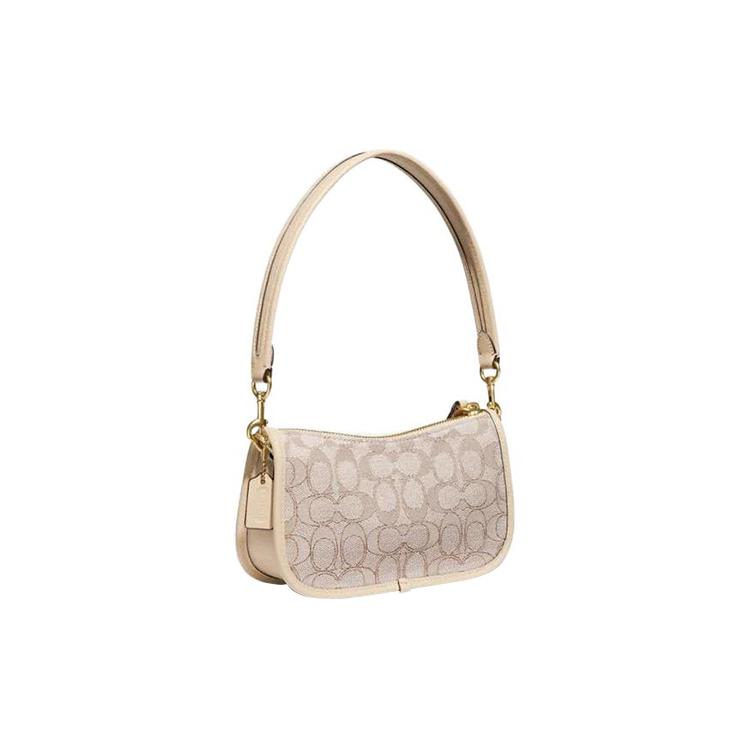 Coach Сумка-кроссбоди Iconic Jacquard с кожаным клатчем, Сумка на плечо, Сумка-тоут Маленькая Женская Цвет: Слоновая кость Белый CD697-B4SHG