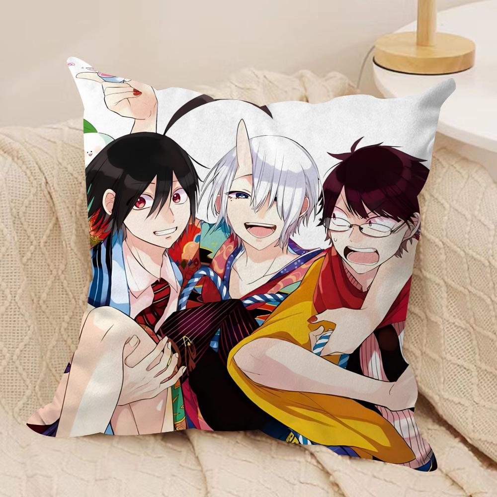Y-YOUKAI GAKKOU NO SENSEI  Cushion Cover Silky Short Plush Sofa Pillow Cover Hidden Zipper Soft Dustproof Case for Home Decor