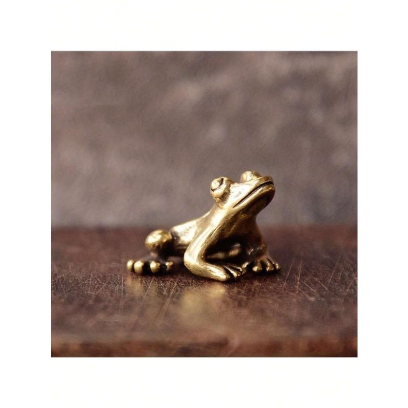1 Stück Niedliche Retro-Kupferfrosch-Figur - Miniatur-Schreibtischornament und Teetier-Dekoration Beste Geschenke Geburtstag Abschluss