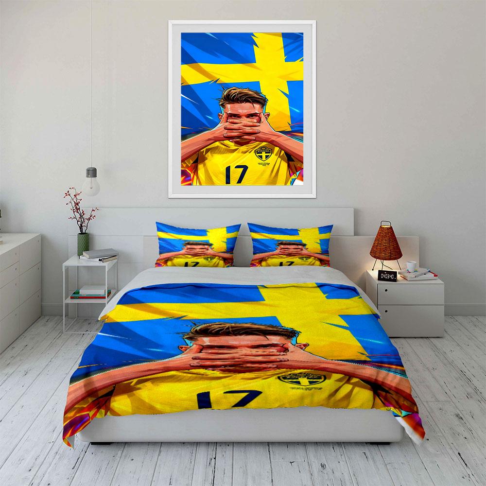 Yellow-blue cross design. Bedding sets Duvet cover sets Duvet covers Pillowcases(1 * Duvet Cover 2 * Pillowcases without duvet insert)