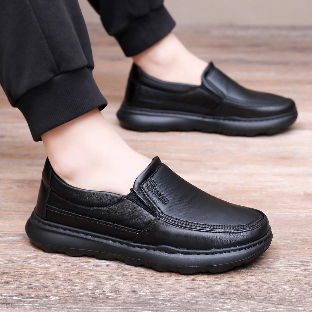 Fashion Men's PU Leather Shoes Formal Dress Loafers Large Size Casual Soft Mens Business Comfortable Non-slip Driving Shoes