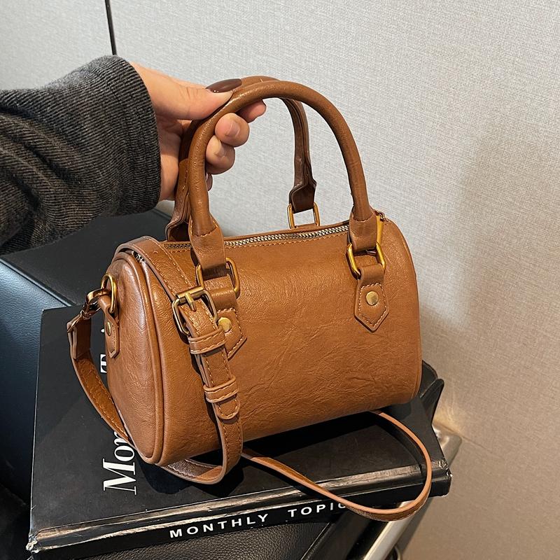 

Vintage Boston Bag for Women - Lightweight PU Leather Tote with Detachable Strap & Large Capacity for Work & Travel Shoulder Bag