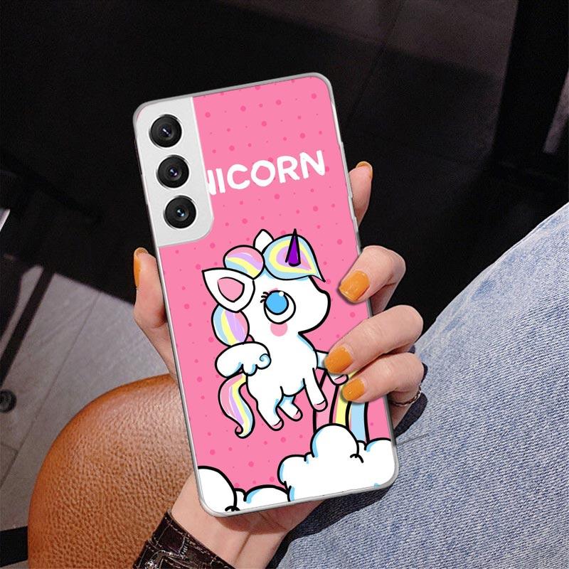 Pink Unicorn Rainbow Phone Case For Samsung Galaxy S24 S25 Edge S26 Ultra S23 S22 S21 Plus S20 FE + Personalized Print Cover Gal