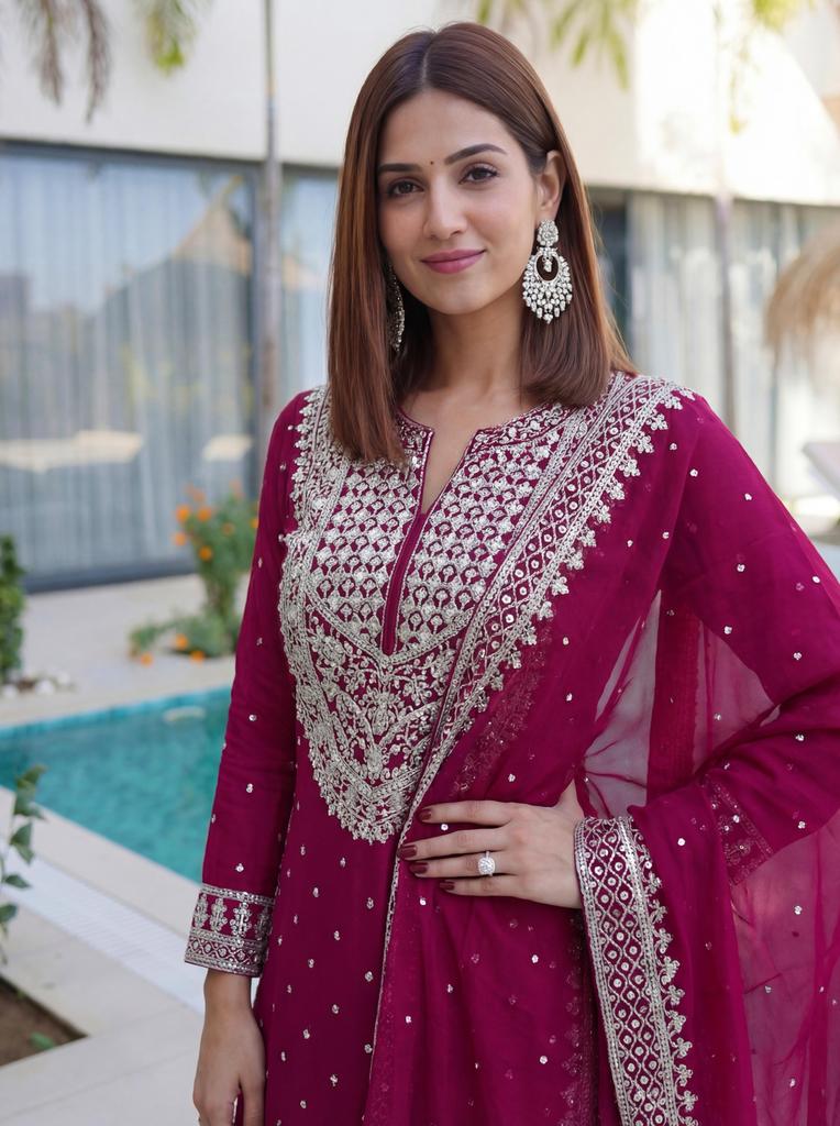 Women Designer Faux Georgette Sharara Salwar Suit Indian Bollywood Party Wear Salwar Kameez