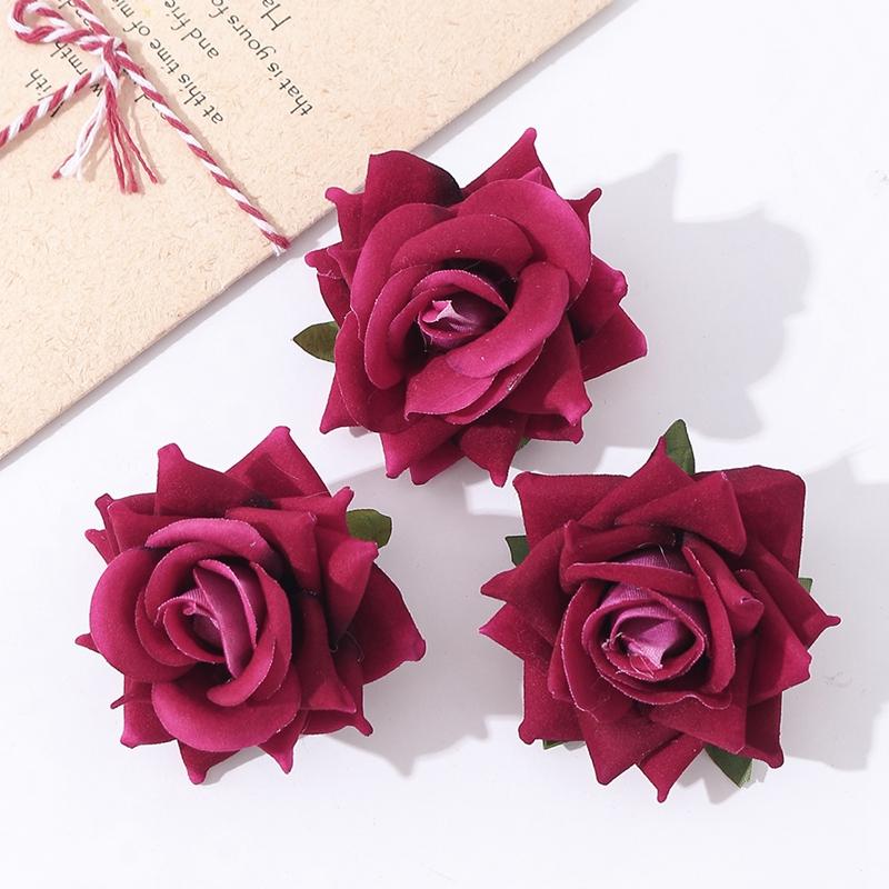 3/5Pcs Rose Artificial Flowers for Home Room Decor Wedding Decoration Fake Flower DIY Scrapbook Wreath Gift Flannel Rolled Rose
