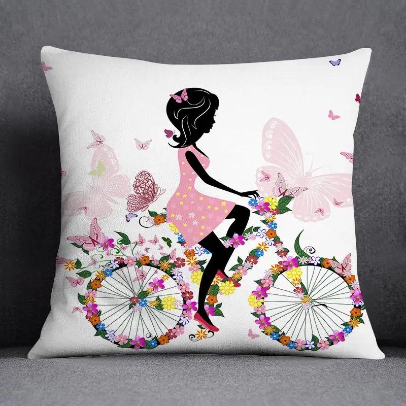 Juste De Coussin Carrée À Motif Papillon, Taie D'oreiller, Série Rose, Décoration De Bureau À Domicile