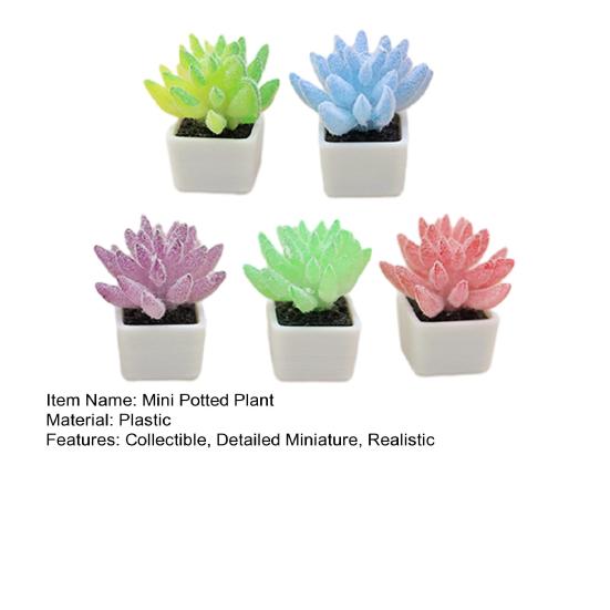 5Pcs Miniature Potted Plants 1/12 Scale Doll Mansion Accessories Realistic Mini Plant Model for Collectors Kids Imaginative Play