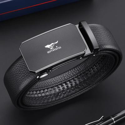 Ceintures pour Hommes Boucle Automatique Tête de Boucle Cuir de Vachette Ceinture Cadeau Ceinture Polyvalente Cadeau
