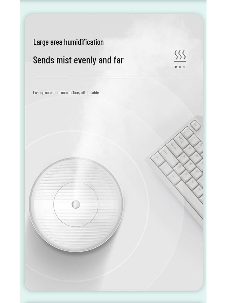 Compact Silent Humidifier: Portable Mini Air Purifier for Bedroom with Large Fog and Easy Water Refill
