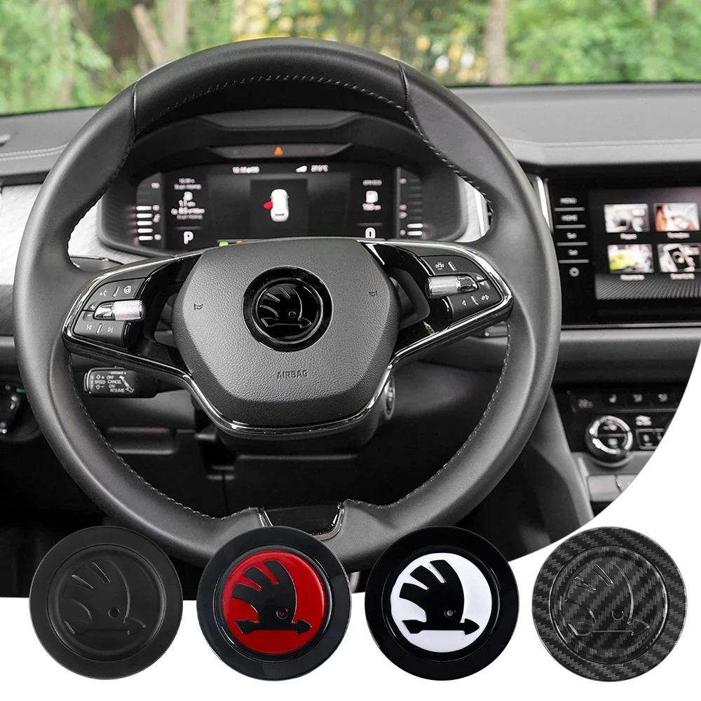 RKGU1 Auto Stuurwiel Sticker Embleem Logo Decor Voor Skoda Octavia 3 2 A5 A7 A2 Superb 3 Fabia 2 Karoq Rapid Kamiq Vrs Kodiaq RS