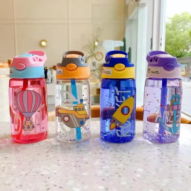 480ML Kids Water Sippy Cup Creative Cartoon Baby Feeding Cup with Straws Leakproof Water Bottle Outdoor Portable Children's Cups