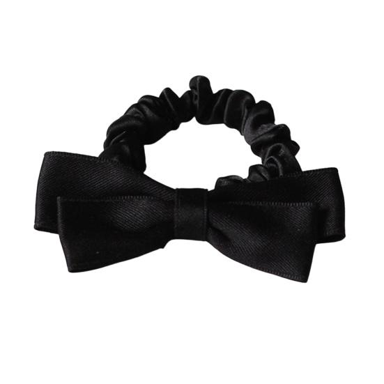 Hair Tie High Elastic Smooth Satin Hair Rope with Hand-Sewn Bow Decor French Retro Style Ponytail Holder Hair Accessories