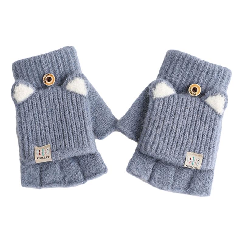 2pack Flexible Finger Movement Gloves Cold Weather Knitted Gloves Child Gloves for Daily Use