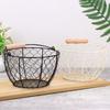 Egg Basket Round Metal Wire Basket With Handle Multipurpose Food Storage Organizer Fruit Vegetable Holder For Kitchen Picnic