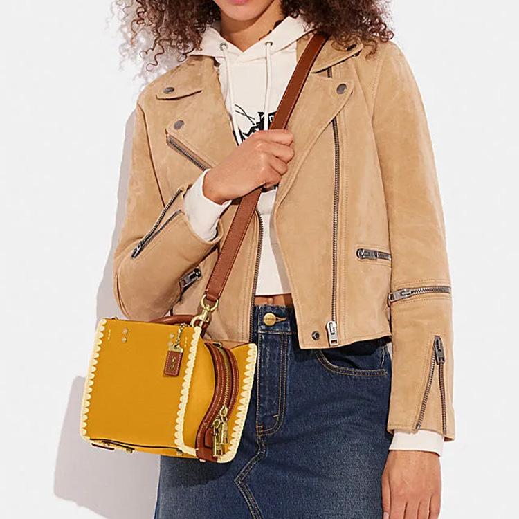 New COACH Rogue Cow Leather Square Bag Handbag, Shoulder Bag, Crossbody Bag Small Women's Buttercup Yellow CJ636-B4UA