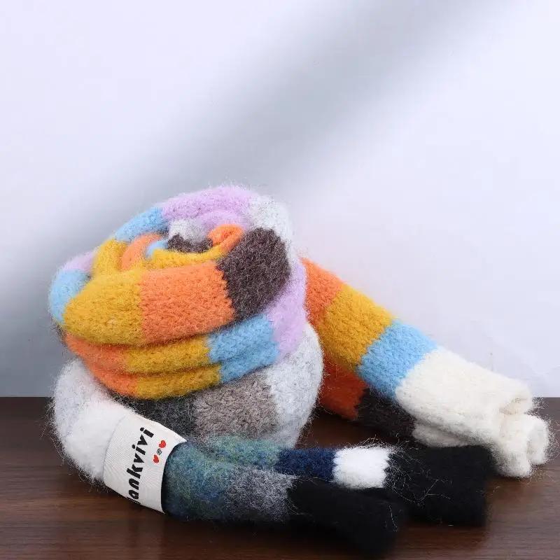 Women's Thin Narrow Long Colorful Striped Scarf Autumn And Winter New Design Hot Girl All-Match Decorative Scarf