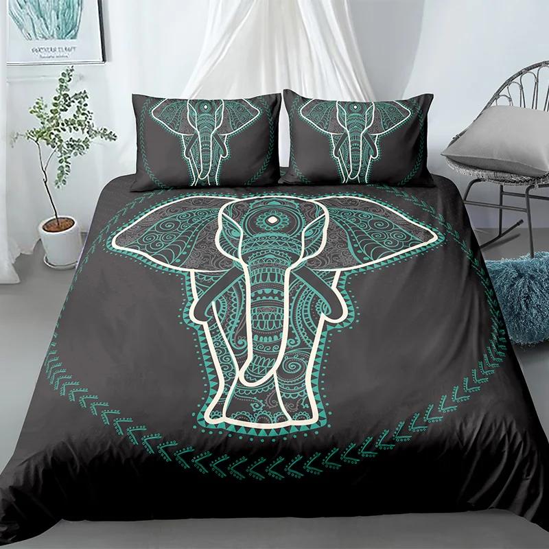 Elephant Duvet Cover King Queen Size Lovely Funny Small Elephant Bedding Set For Kids Teens Adults Wild Animal Soft Quilt Cover