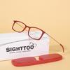 Portable Reading Glasses Thin Blue Light Blocking Eyeglasses Men Women Square Magnifying Glasses Plus With Case+100+200