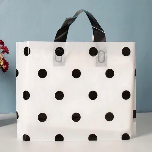 50pcs Plastic Handbag Clothing Store Shopping Packaging Gift Storage Portable Color Shop Universal Bags for Business Pocket