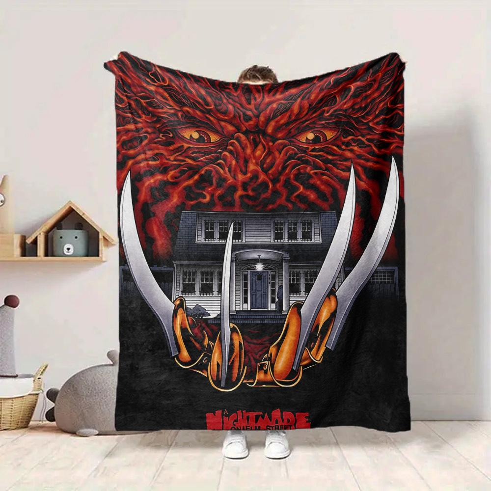 1pc A Nightmare On Elm Street Flannel Throw Blanket - HD Printed Lightweight Soft Warm All-Season Blanket for Sofa, Bed, Travel, Camping 081