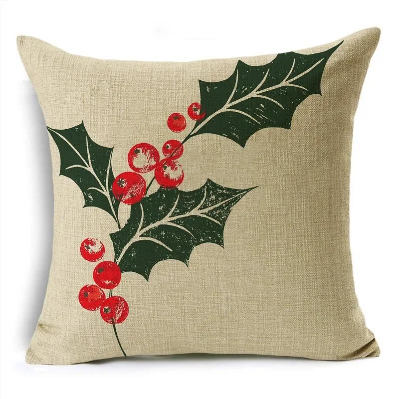 

Чехлы на декоративные подушки серии «Рождественские растения» 40/45/50 см Санта Олень Снежинки Наволочка для дивана кресла Домашний декор 16x16Inch