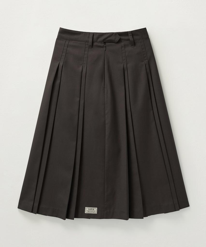 Seteo (W) Wool Pleated Skirt Brown