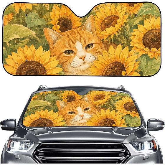 Talayituse Funny Family Dogs Print Windshield Sunshade for Car SUV Truck Foldable Uv Ray Reflector Front Window Sun Shade Visor Shield Cover