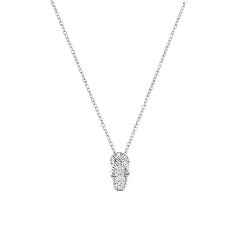 Flip-flop necklace female Korean version niche design full of drill collarbone chain