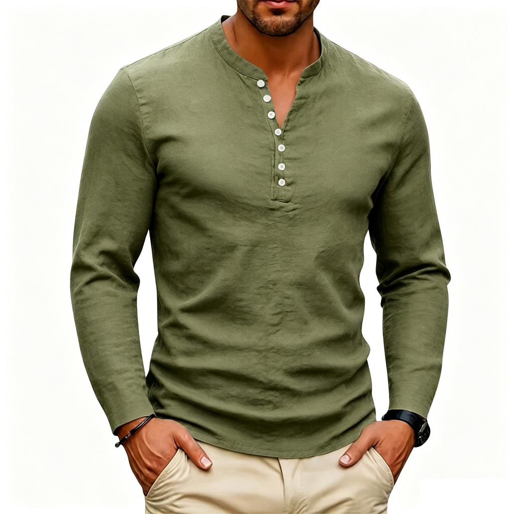 Men's Long Sleeve Button Down Shirt Slim Fit Casual Outdoor Sports Top