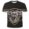 Summer New Wolf Pattern Digital Printed Short Sleeved Men's T-shirt Round Neck Slim Fit Couple Base Shirt