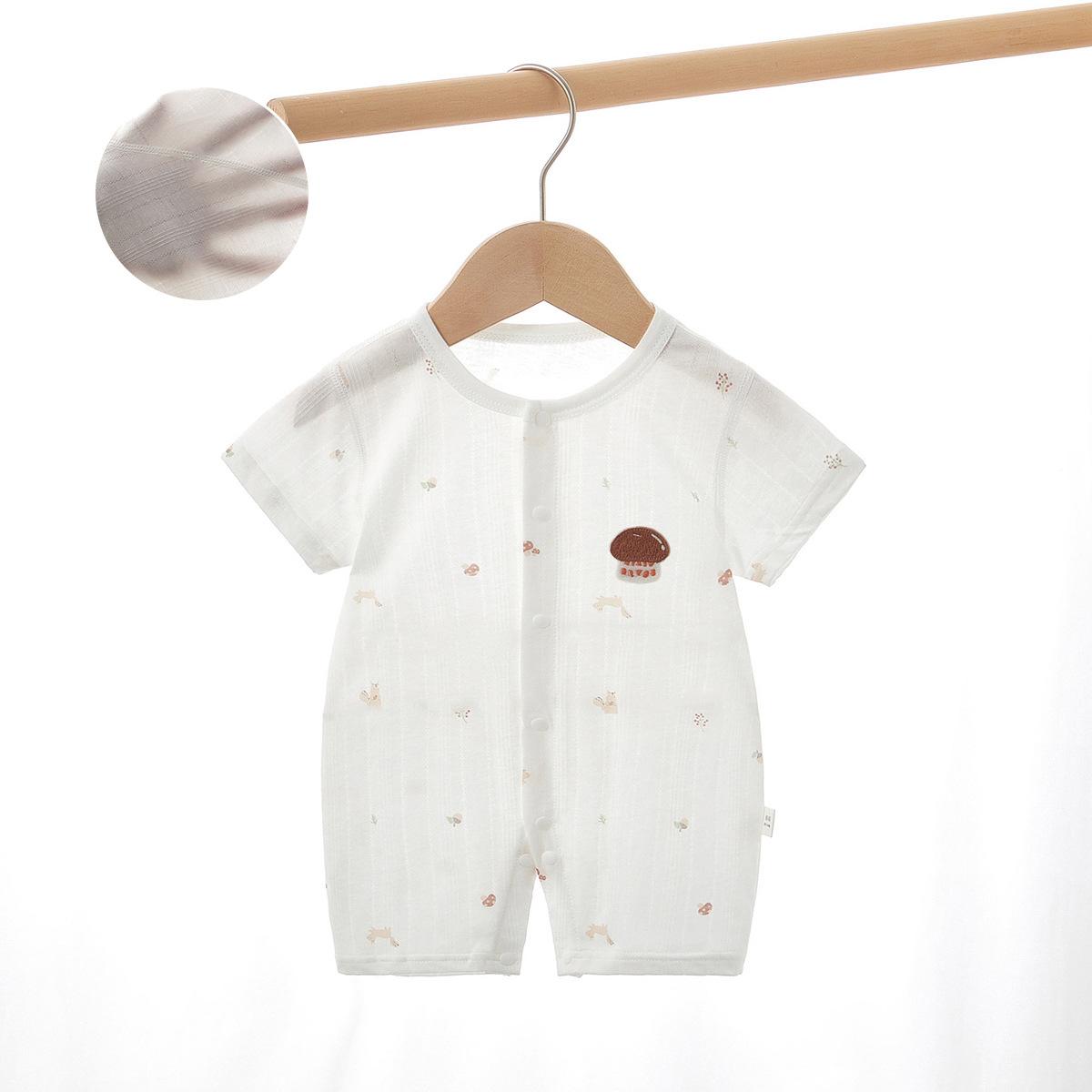 

Newborn Baby Short Sleeve Romper, Lightweight Breathable Cotton Infant One Piece Pajamas, Summer Baby Crawling Outfit for Boys and Girls 90