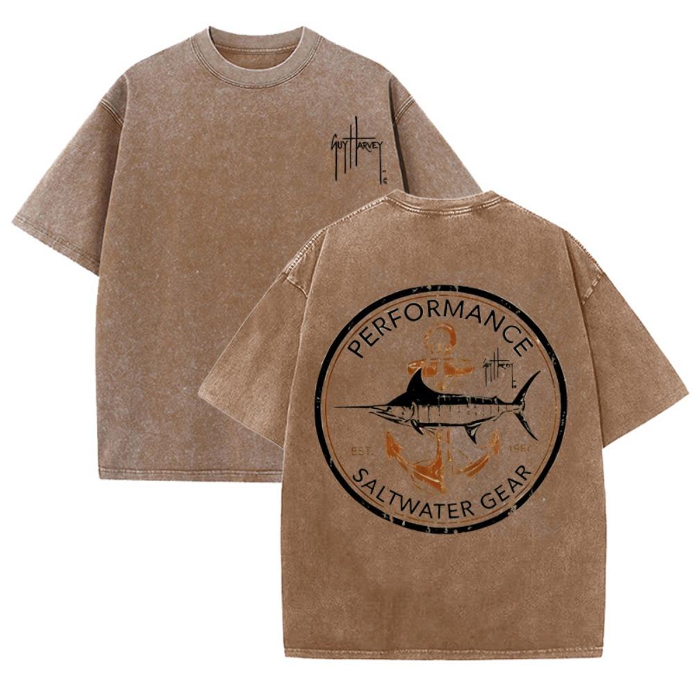 Men s Washed Short-sleeved T-shirt/retro Washed Loose T-shirt High Street Summer Blouse Hip-hop Style M