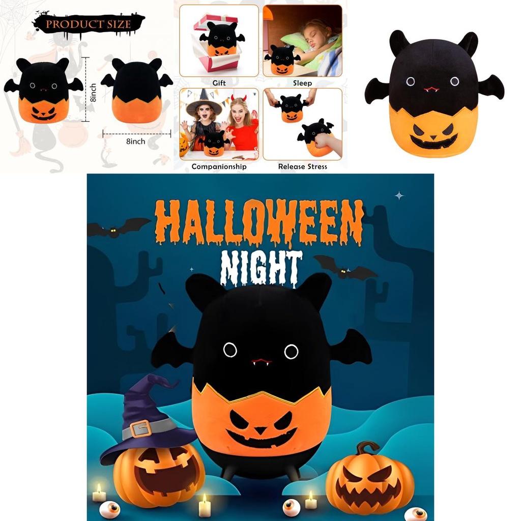 Cute Halloween Bat Pumpkin Plush Toy For Kids' Birthday And Home Decoration