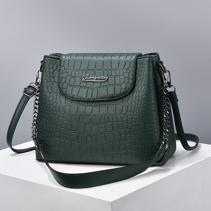 Trendy Fashion Shoulder Bag For Women 2023 New Pu Material Crocodile Pattern Large Square Bag Black White Red