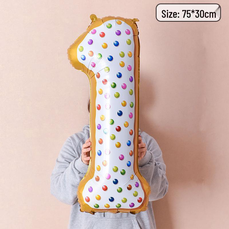 40-Inch Donut Number Balloons for Kids' First Birthday or Kindergarten Party Decorations