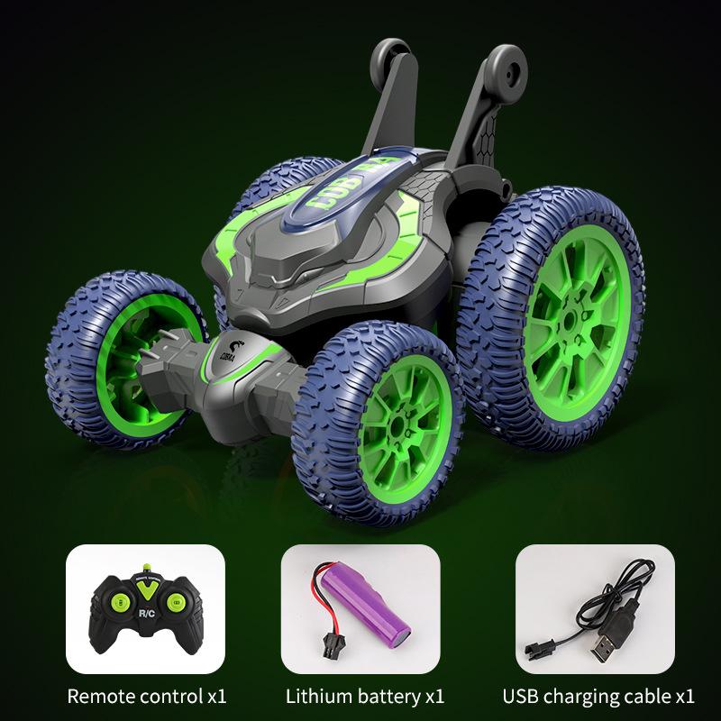

RC Stunt Car Toys Remote Control 360-Degree Spin Twist Offroad Cars Model RC Stunt Car For Kids Girls Boys LH-C075S Folding Tumbling Car【Green】