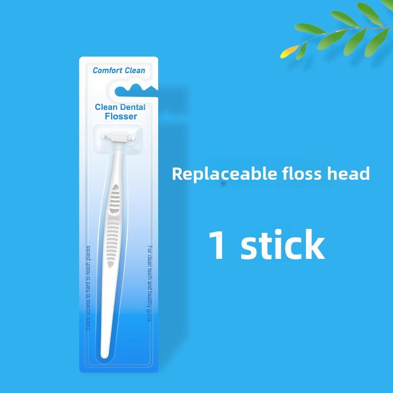 Replaceable Ultra-fine Dental Floss Holder with A Card-type Suction Device, Detachable and Extendable Handle, Y-shaped Dental Floss Holder