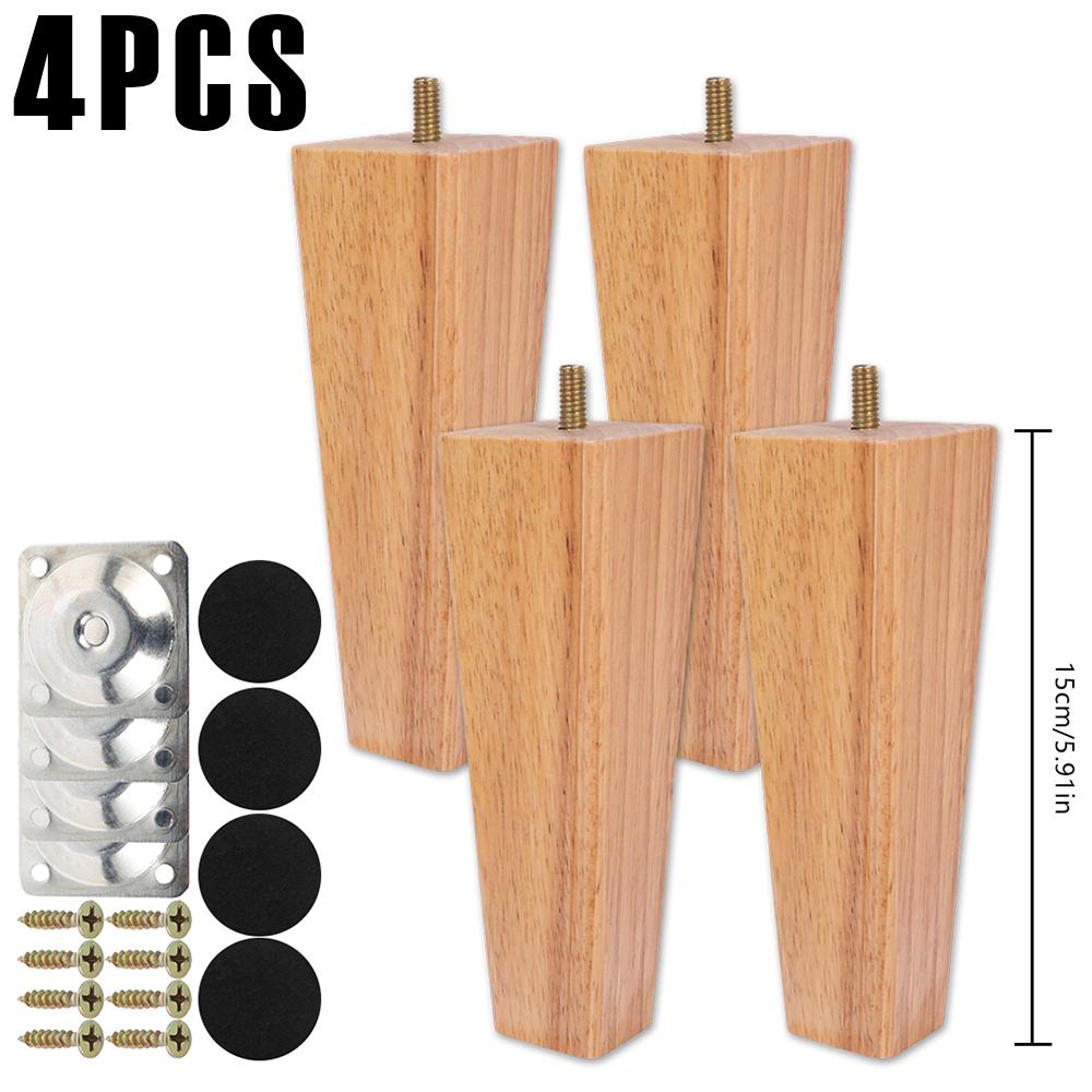 4/8 шт. Квадратные ножки для мебели 6/10/15 см Ножки для дивана из массива дерева Замена Высота Мебельные ножки с винтами Монтажная пластина Подушечки